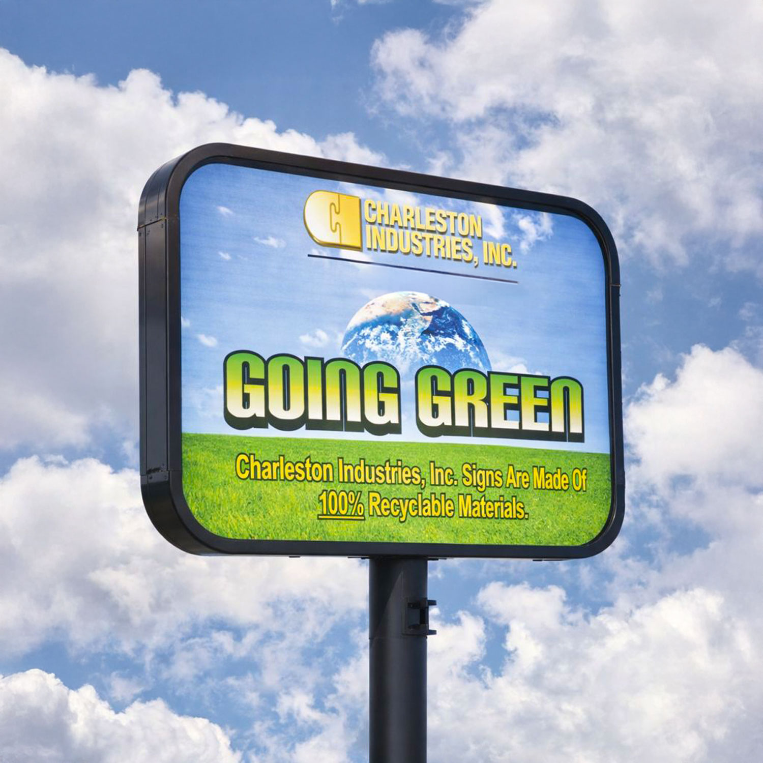 Going Green Signage, a flex face sign