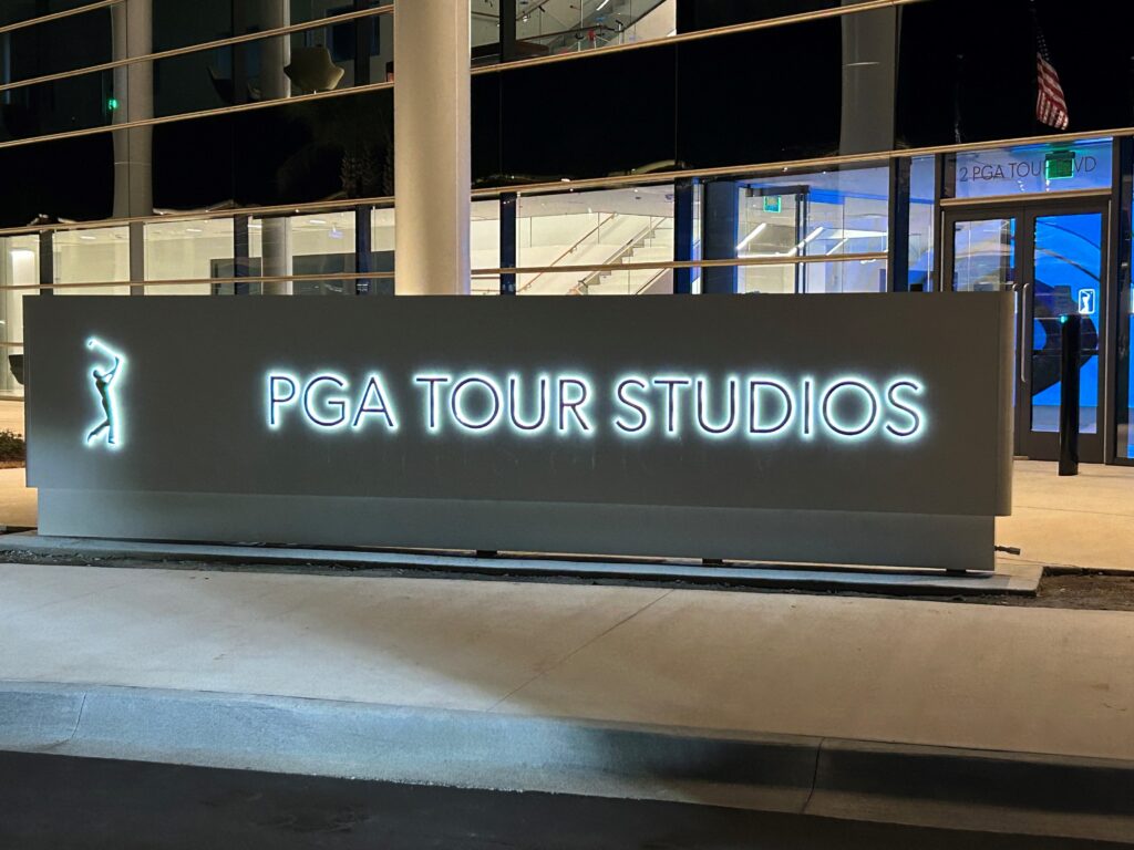 PGA MONUMENT NIGHT IMAGE, a precision routed sign