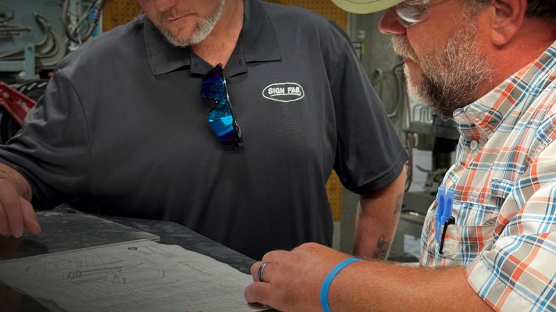 Signfab Employees reviewing design plans